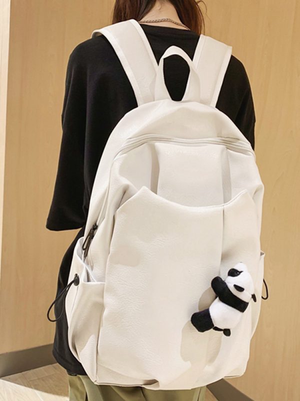 Korean-Style Soft Leather Laptop Backpack for Men & Women, Large Capacity Dual-Use High-End Student Book Bag