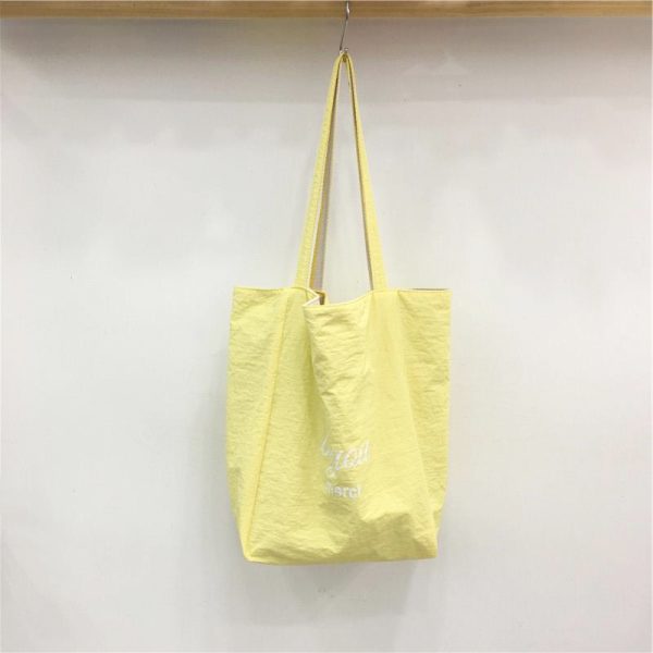 Korean-Style Striped Canvas Tote Bag - Small Double-Sided Two-Way Shoulder Bag for Summer Casual Student Use