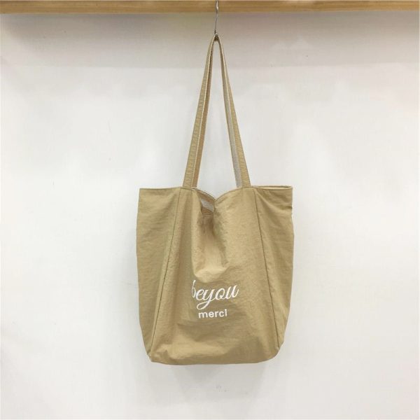 Korean-Style Striped Canvas Tote Bag - Small Double-Sided Two-Way Shoulder Bag for Summer Casual Student Use