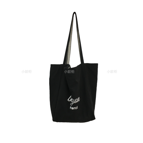 Korean-Style Striped Canvas Tote Bag - Small Double-Sided Two-Way Shoulder Bag for Summer Casual Student Use