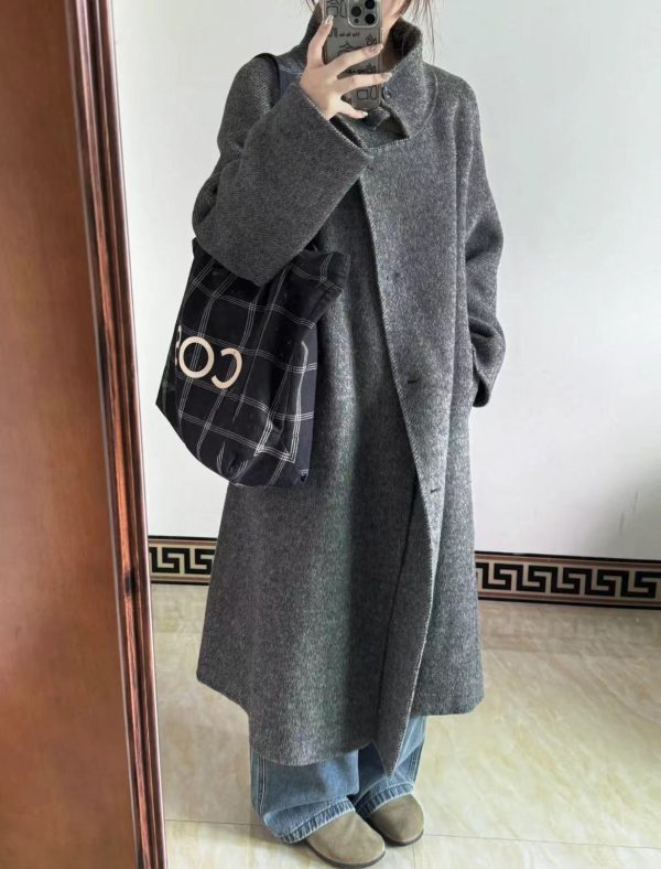 Korean-Style Striped Checkered Canvas Tote Bag, Large Capacity Casual Shoulder Bag for Everyday Use