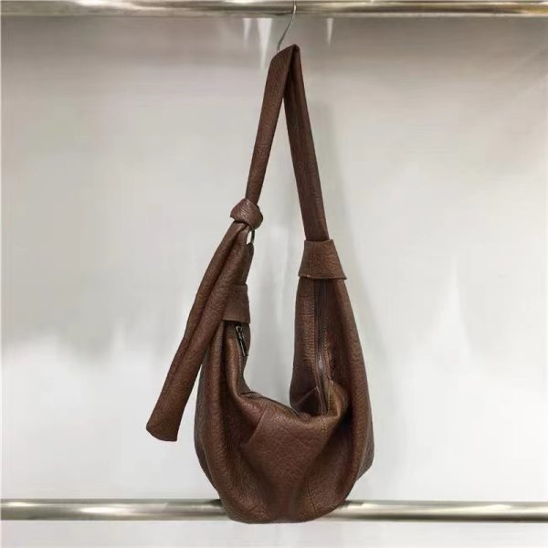 Korean Style Vintage Soft Leather Dumpling Bag - Large Capacity Casual Crossbody Shoulder Bag for Everyday Use