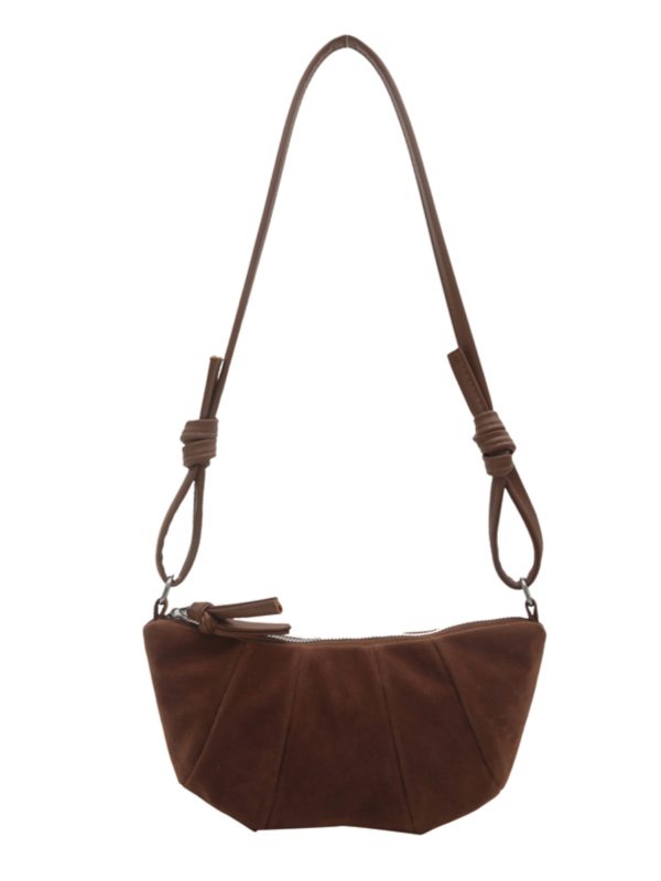Korean Style Women's Horn-Shaped Suede Dumpling Bag - Trendy 2025 Versatile Shoulder & Crossbody Bag