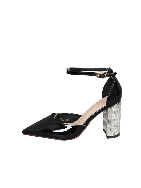 Korean Style Women's Nude Chunky Heels Sandals with One-Strap Buckle, Hollow-Out Mesh, Round-Toe Design - 2025 Trendy Footwear