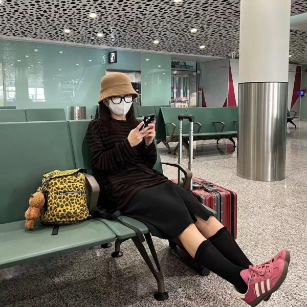 Korean Style Wool Leopard Print Double Shoulder Women's Backpack, Versatile Large Capacity Commuter Bag for Students