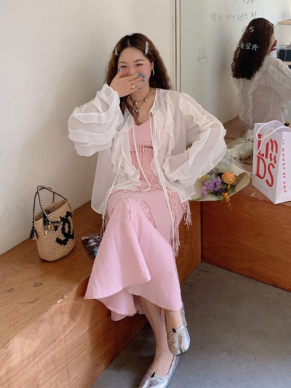 Lace Edge Chiffon Cardigan for Women - Sheer Plus Size Sun Protection Top, Thin and Airy for Spring and Summer Fashion