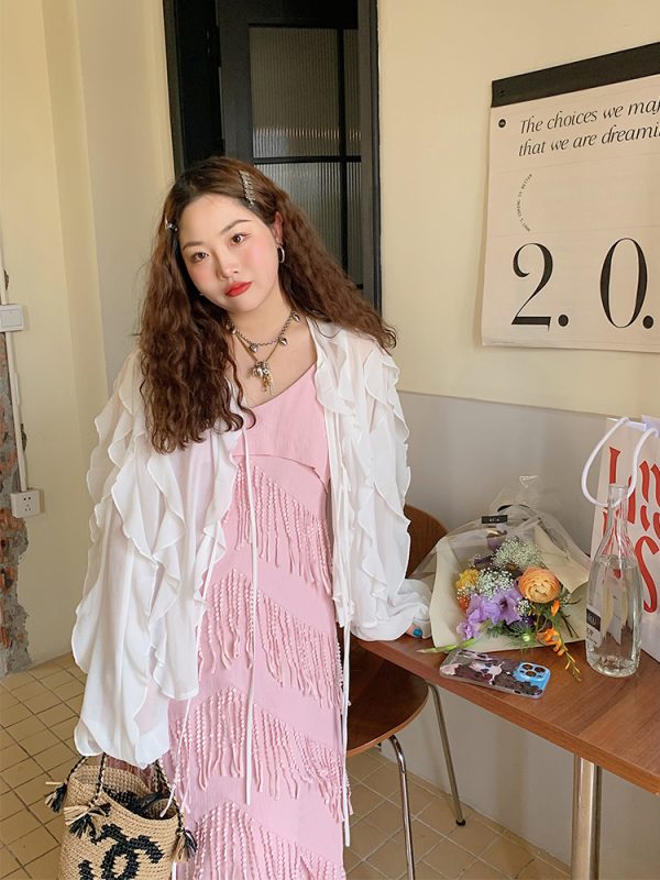 Lace Edge Chiffon Cardigan for Women - Sheer Plus Size Sun Protection Top, Thin and Airy for Spring and Summer Fashion