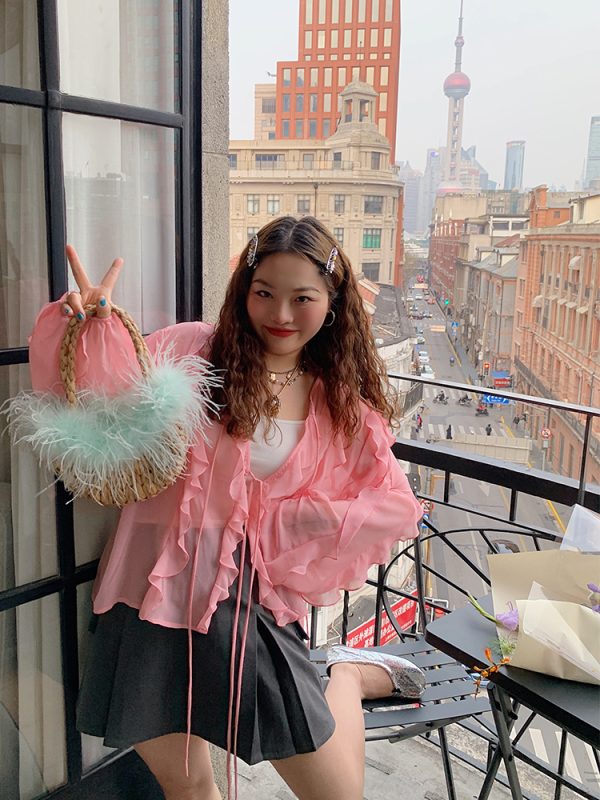 Lace Edge Chiffon Cardigan for Women - Sheer Plus Size Sun Protection Top, Thin and Airy for Spring and Summer Fashion