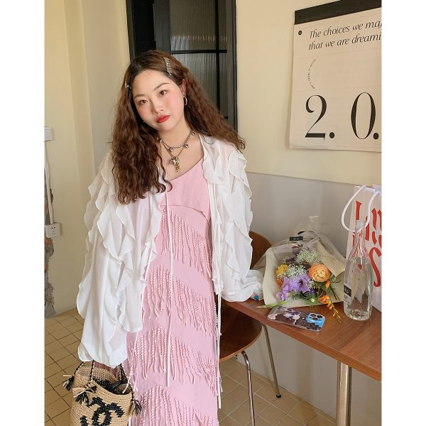 Lace Edge Chiffon Cardigan for Women - Sheer Plus Size Sun Protection Top, Thin and Airy for Spring and Summer Fashion