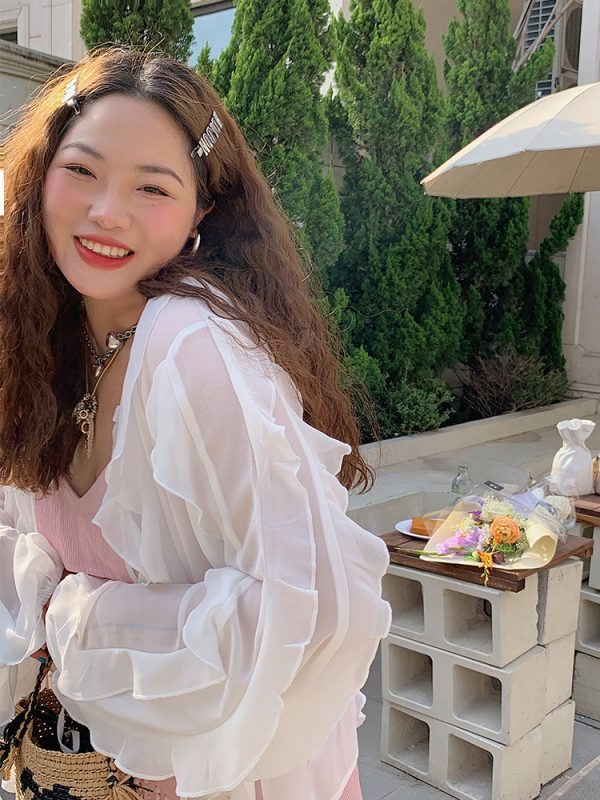 Lace Edge Chiffon Cardigan for Women - Sheer Plus Size Sun Protection Top, Thin and Airy for Spring and Summer Fashion