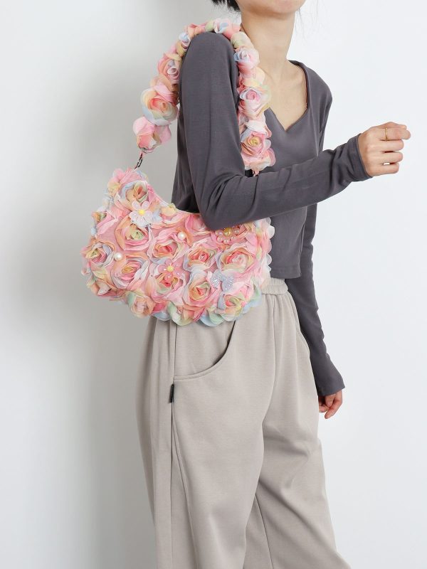 Lace Flower Underarm Bag - Pink Fairy Romantic Crossbody Bag for Spring/Summer, Sweet Girl Aesthetic, Niche Design