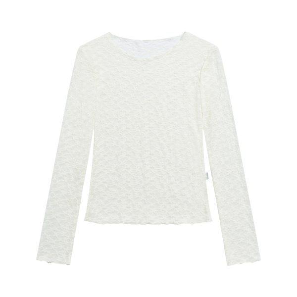 Lace Mesh Long Sleeve Versatile Layering Tee - Trendy Base Shirt for 90s and Y2K Fashion Styles