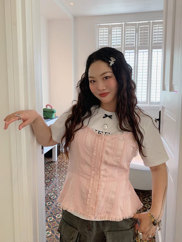 Lace Spliced Waist-Defining Cami Top for Women - Summer 2025 French Style Outerwear - Elegant and Trendy Fashion Piece