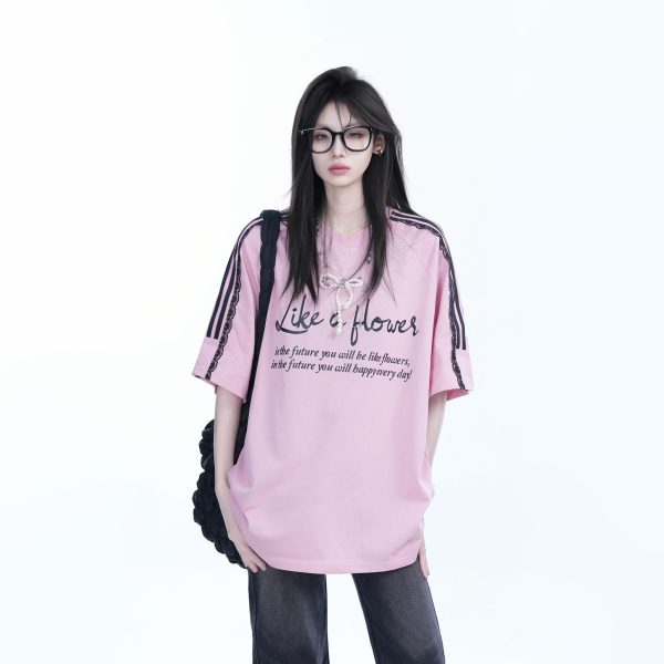 Lace Splicing Pearl Bow Short Sleeve T-Shirt for Women, Loose Half Sleeve Top, Elegant 90s-Inspired Fashion