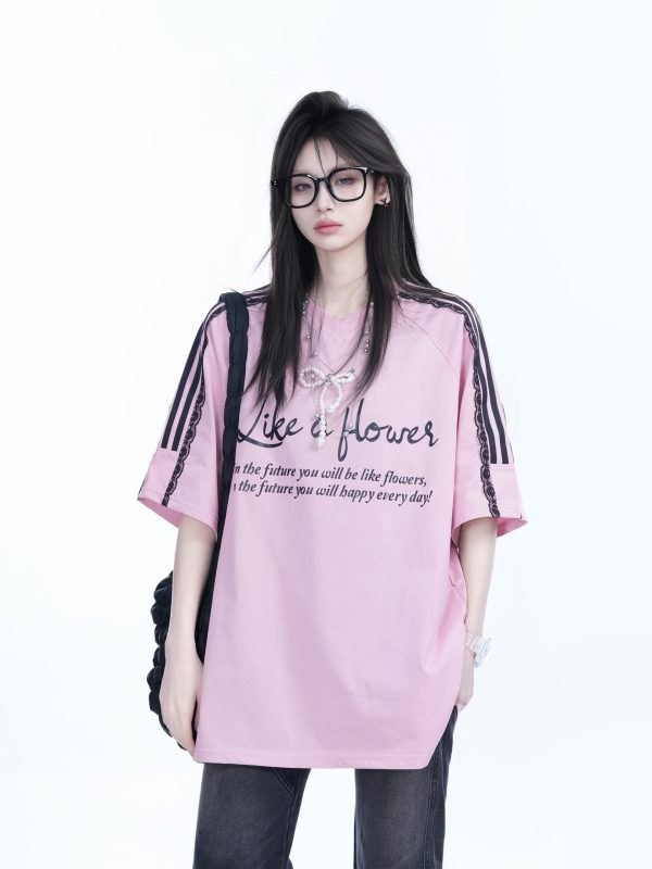 Lace Splicing Pearl Bow Short Sleeve T-Shirt for Women, Loose Half Sleeve Top, Elegant 90s-Inspired Fashion