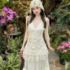 Lace Strap Knitted Hollow Vest Cover-Up with High-Waisted Lace Cake Skirt for Layering - Y2K Style Outerwear