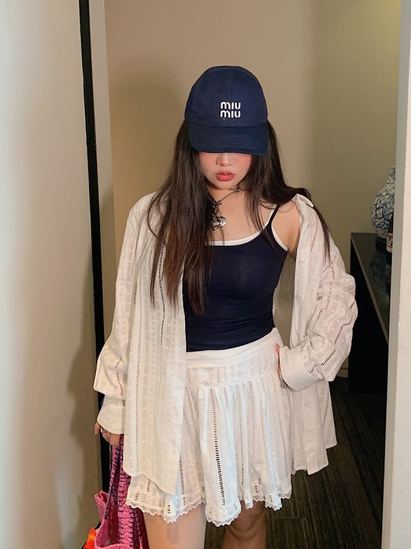 Lace-Up Shirt and Skirt Women's Set - Plus Size Summer 2025 Two-Piece Outfit in Trendy Korean Style