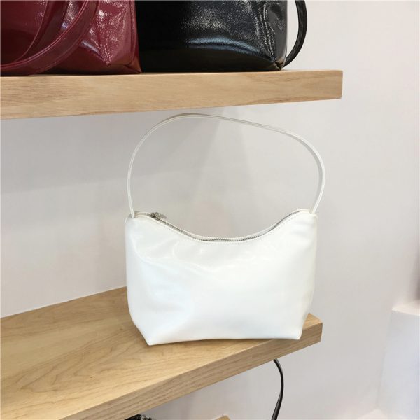 Lacquered Leather Underarm Bag - Minimalist Stylish Tote, Casual Korean Design, Small Size, Trendy Niche Fashion Accessory