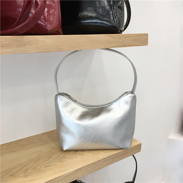 Lacquered Leather Underarm Bag - Minimalist Stylish Tote, Casual Korean Design, Small Size, Trendy Niche Fashion Accessory