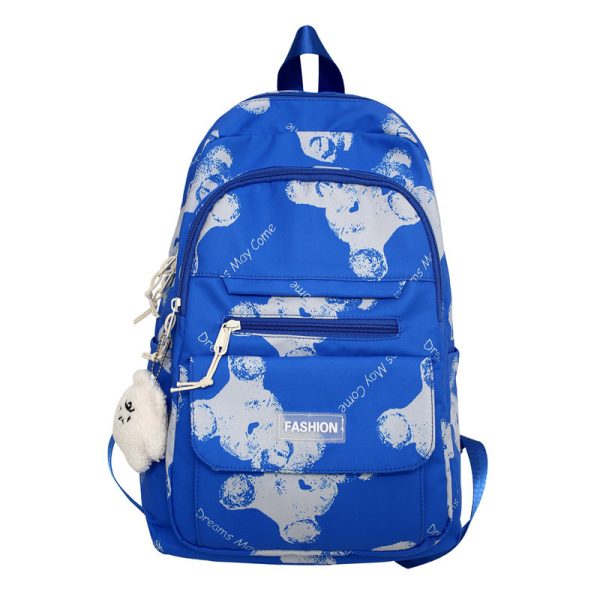 Large Capacity Bear Print Student Backpack for Girls, Sweet Ins Laptop Bag for Women, Trendy Korean Style Fashion