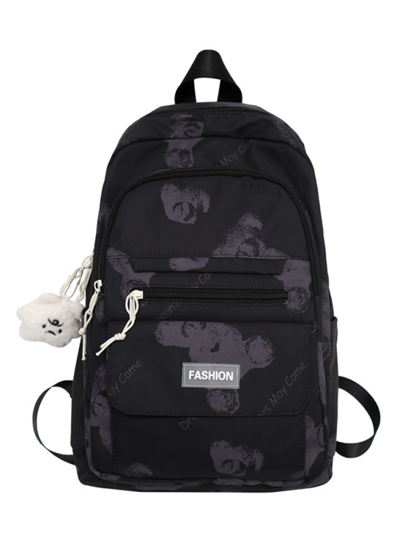 Large Capacity Bear Print Student Backpack for Girls, Sweet Ins Laptop Bag for Women, Trendy Korean Style Fashion