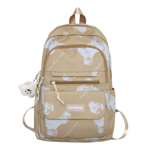 Large Capacity Bear Print Student Backpack for Girls, Sweet Ins Laptop Bag for Women, Trendy Korean Style Fashion