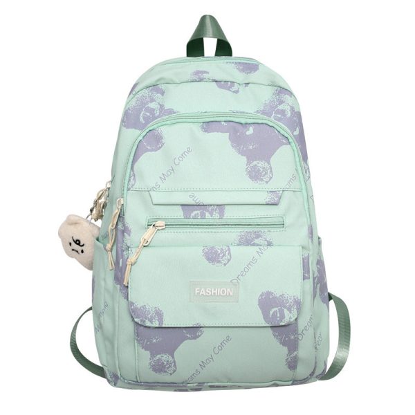 Large Capacity Bear Print Student Backpack for Girls, Sweet Ins Laptop Bag for Women, Trendy Korean Style Fashion