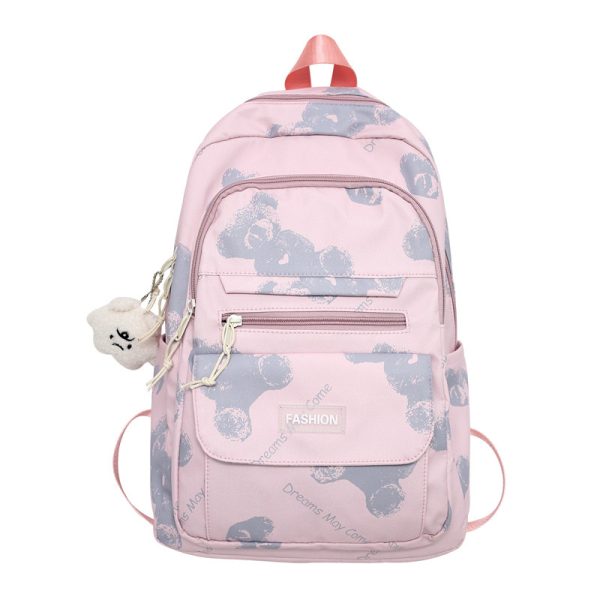 Large Capacity Bear Print Student Backpack for Girls, Sweet Ins Laptop Bag for Women, Trendy Korean Style Fashion