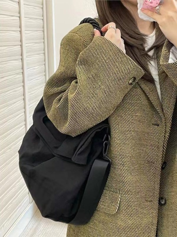 Large-Capacity Canvas Commuter Tote Bag for College Students, Women's Crossbody Shoulder Bag, Perfect for Classes and Daily Use