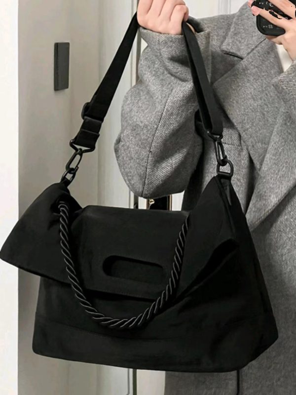 Large-Capacity Canvas Commuter Tote Bag for College Students, Women's Crossbody Shoulder Bag, Perfect for Classes and Daily Use