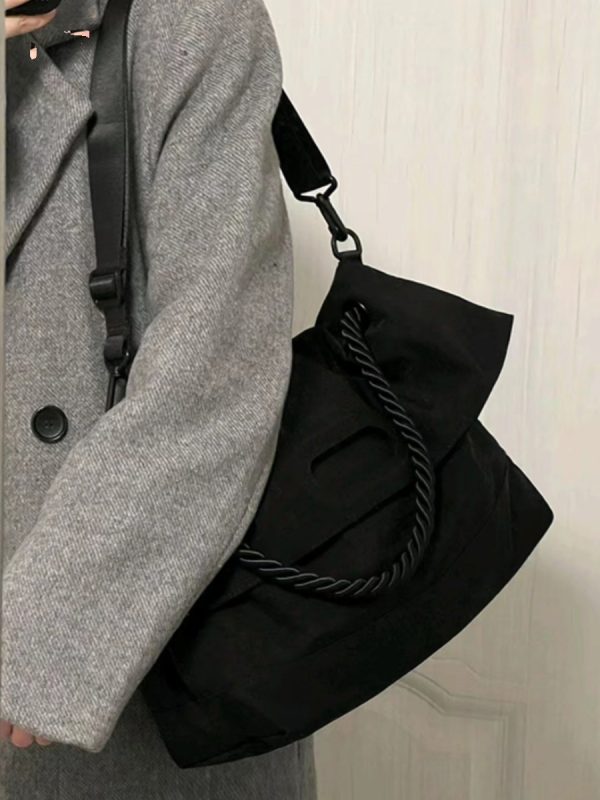 Large-Capacity Canvas Commuter Tote Bag for College Students, Women's Crossbody Shoulder Bag, Perfect for Classes and Daily Use