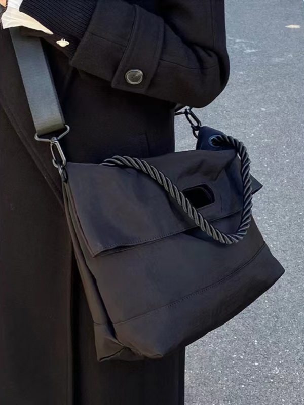 Large-Capacity Canvas Commuter Tote Bag for College Students, Women's Crossbody Shoulder Bag, Perfect for Classes and Daily Use
