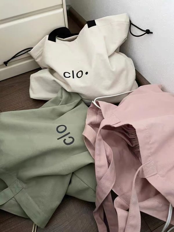 Large Capacity Canvas Drawstring Tote Bag for Commuting, Fresh Korean Style Minimalist Design with Letter Print