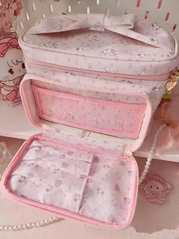 Large Capacity Cute Animal Print Cosmetic Bag - 2024 Storage Handbag for Makeup & Essentials, Trendy Square Design