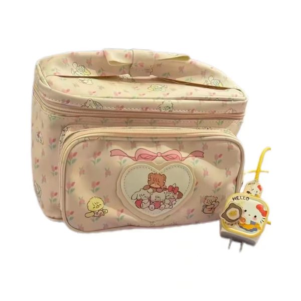 Large Capacity Cute Animal Print Cosmetic Bag - 2024 Storage Handbag for Makeup & Essentials, Trendy Square Design