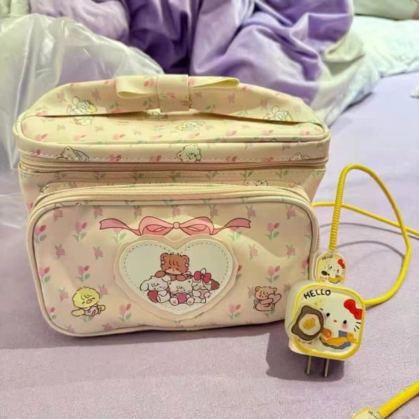 Large Capacity Cute Animal Print Cosmetic Bag - 2024 Storage Handbag for Makeup & Essentials, Trendy Square Design