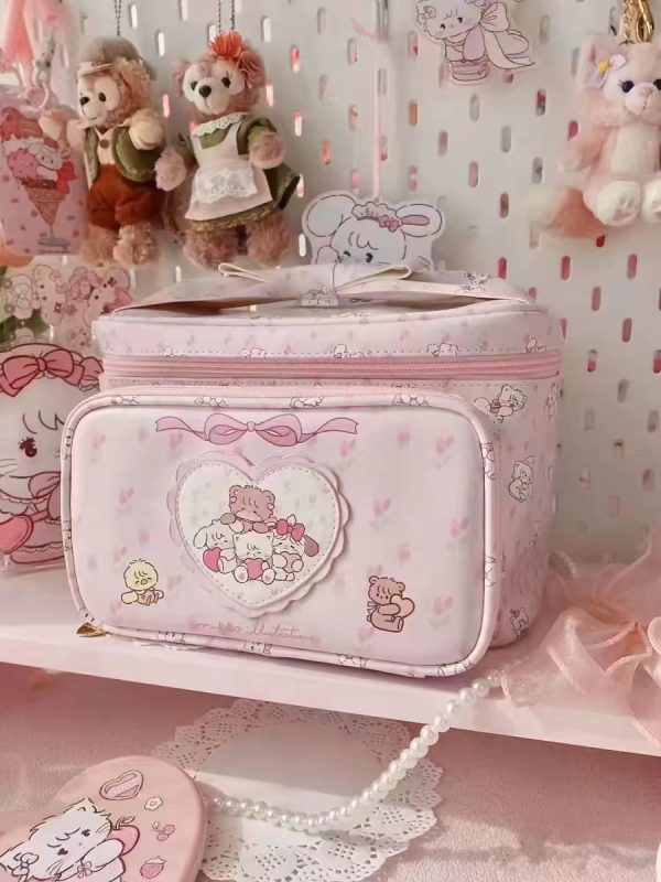 Large Capacity Cute Animal Print Cosmetic Bag - 2024 Storage Handbag for Makeup & Essentials, Trendy Square Design