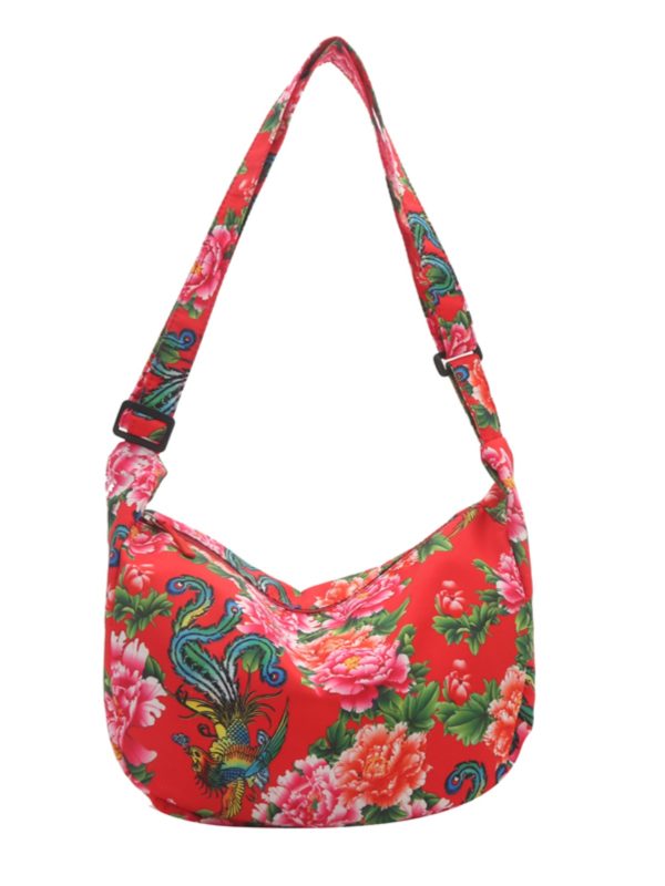 Large Capacity Floral Canvas Shoulder Bag for Women - Versatile Crossbody Dumpling Bag, 2025 Summer Style