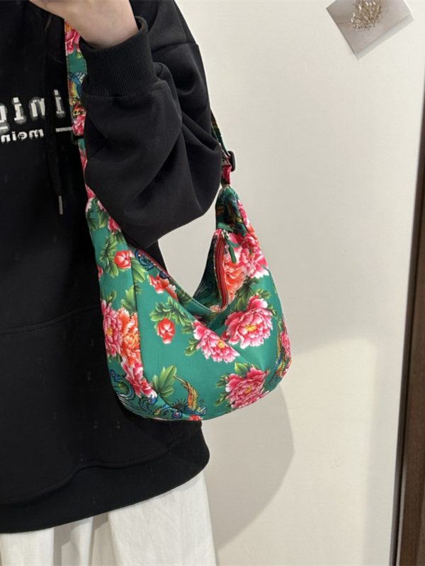 Large Capacity Floral Canvas Shoulder Bag for Women - Versatile Crossbody Dumpling Bag, 2025 Summer Style