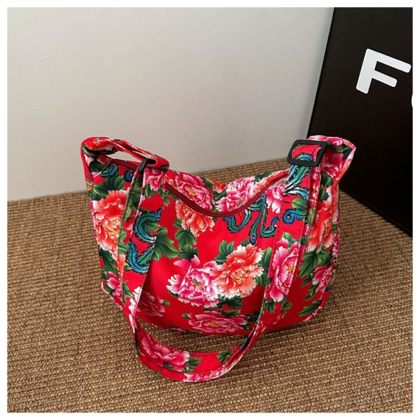 Large Capacity Floral Canvas Shoulder Bag for Women - Versatile Crossbody Dumpling Bag, 2025 Summer Style