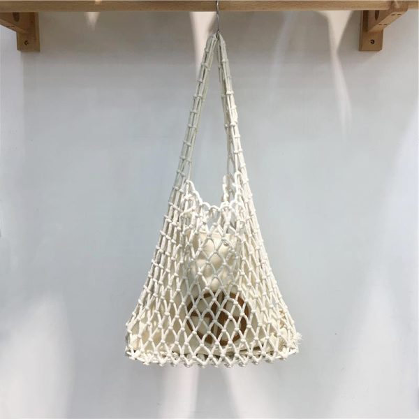 Large Capacity Handmade Woven Fishing Net Tote Bag - Korean Instagram Style Spring/Summer Shoulder Bag for Women