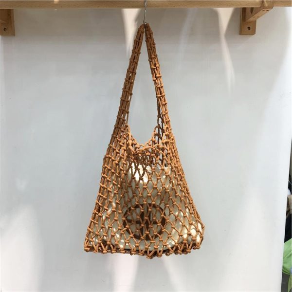 Large Capacity Handmade Woven Fishing Net Tote Bag - Korean Instagram Style Spring/Summer Shoulder Bag for Women