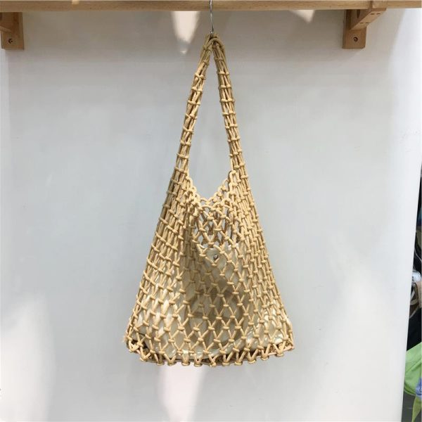 Large Capacity Handmade Woven Fishing Net Tote Bag - Korean Instagram Style Spring/Summer Shoulder Bag for Women