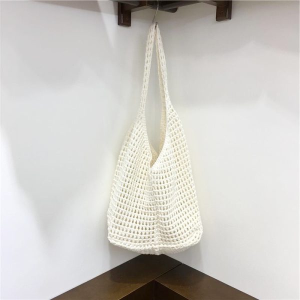 Large Capacity Hollow Mesh Net Tote Bag - Fashionable Knitted Woven Shoulder Bag for Summer, Lazy Style, Trendy Ins Aesthetic