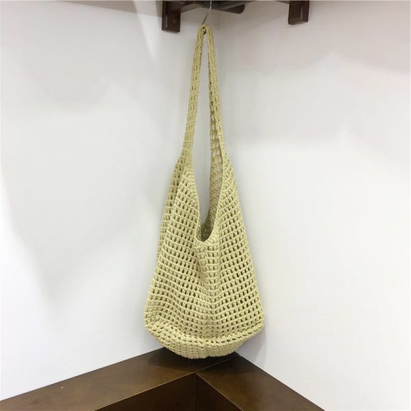 Large Capacity Hollow Mesh Net Tote Bag - Fashionable Knitted Woven Shoulder Bag for Summer, Lazy Style, Trendy Ins Aesthetic