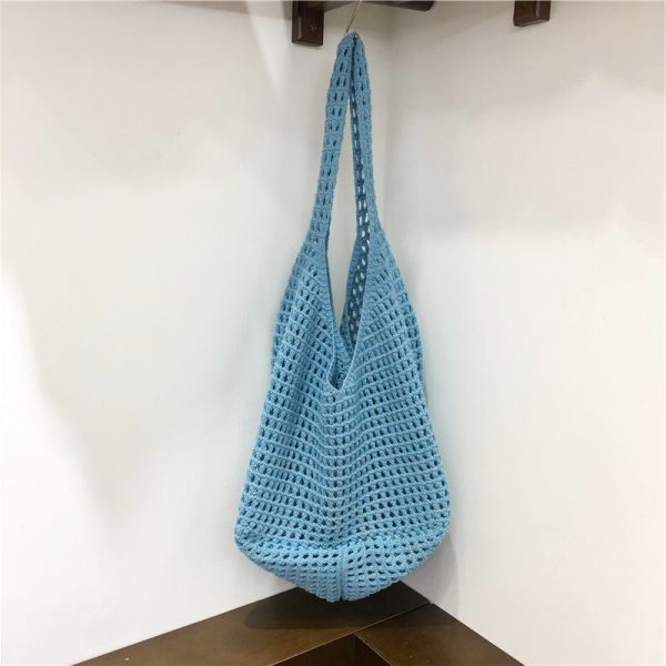 Large Capacity Hollow Mesh Net Tote Bag - Fashionable Knitted Woven Shoulder Bag for Summer, Lazy Style, Trendy Ins Aesthetic