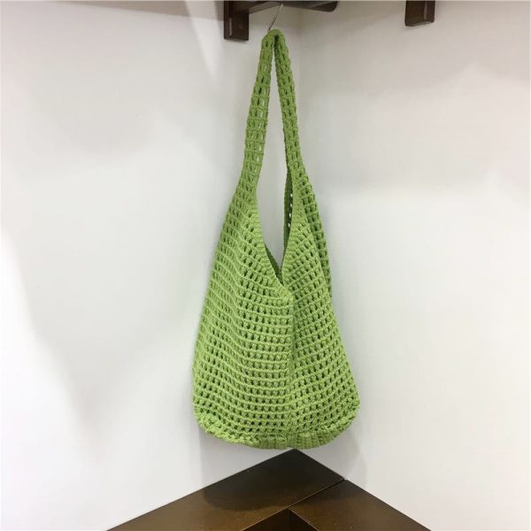 Large Capacity Hollow Mesh Net Tote Bag - Fashionable Knitted Woven Shoulder Bag for Summer, Lazy Style, Trendy Ins Aesthetic