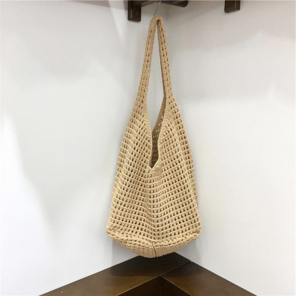 Large Capacity Hollow Mesh Net Tote Bag - Fashionable Knitted Woven Shoulder Bag for Summer, Lazy Style, Trendy Ins Aesthetic