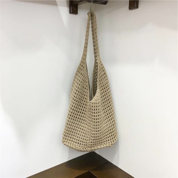 Large Capacity Hollow Mesh Net Tote Bag - Fashionable Knitted Woven Shoulder Bag for Summer, Lazy Style, Trendy Ins Aesthetic