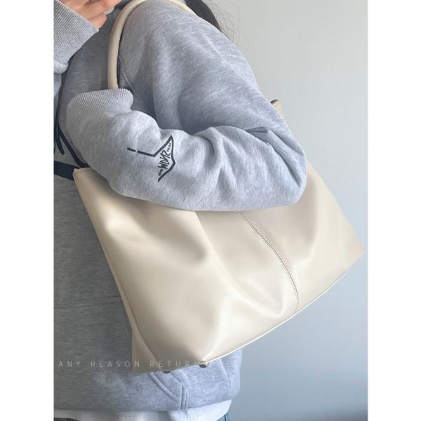 Large Capacity PU Leather Tote Bag for Women - Versatile Korean Style Fashion Commuting Shoulder Bag 2024